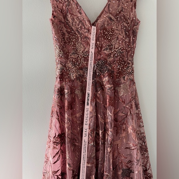 MAC DUGGAL NWT Pink Embroidered Illusion Cap Sleeve A Line Gown 4 - Picture 11 of 13